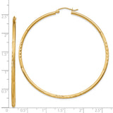 14k Yellow Gold Hoop Earrings with Polished Finish and Leaf Pattern