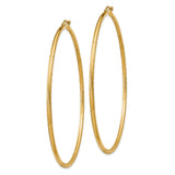 14k Yellow Gold Hoop Earrings with Polished Textured Finish and Leaf Detail for Women