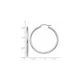 14k White Gold Hoop Earrings, Hammered Texture Round Hoops with High Polish Finish