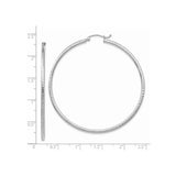 14k White Gold Hoop Earrings with Hammered Finish, Textured Round Design, Latch Back Closure