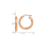 10k Rose Gold Hoop Earrings, Diamond-Cut Textured Round Design, Latch-Back Closure