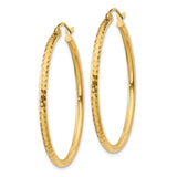 14k Yellow Gold Hoop Earrings, Hammered Textured Finish, Lightweight Minimalist Design