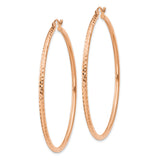 14k Rose Gold Hoop Earrings, Large Hammered Texture, Lightweight Modern Statement Style