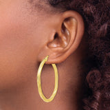 10k Yellow Gold Hoop Earrings with Twisted Diamond Cut Design, Textured Statement Style
