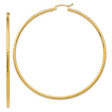 14k Yellow Gold Hoop Earrings with Hammered Finish, Textured Round Design, Latch Back Closure