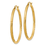 14k Yellow Gold Hoop Earrings with Diamond Cut Textured Design, Polished and Matte Finish