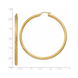 14k Yellow Gold Hoop Earrings, Diamond-Cut Textured Design with High Polish Finish