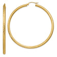 14k Yellow Gold Hoop Earrings, Diamond-Cut Textured Design with High Polish Finish