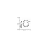 14k White Gold Hoop Earrings with Textured Satin Finish and Diamond Cut Leaf Design