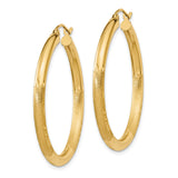 14k Yellow Gold Hoop Earrings with Textured Polished Finish and Diamond Cut Detailing