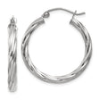 14k White Gold Hoop Earrings, Twisted Rope Design, 1 Inch Diameter, Lightweight Classic Style