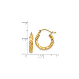 14k Yellow Gold Twisted Rope Hoop Earrings, Polished Lightweight Tube Style for Women