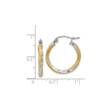 14k Two-Tone Gold Twisted Hoop Earrings with Diamond Cut Finish for Women