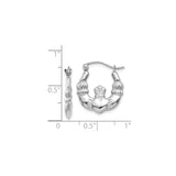 14k White Gold Claddagh Hoop Earrings with Heart, Crown and Hands Celtic Design