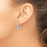 14k White Gold Dolphin Hoop Earrings, Lightweight Ocean-Inspired Nautical Design