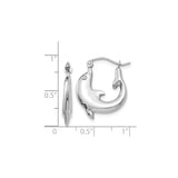 14k White Gold Dolphin Hoop Earrings, Lightweight Ocean-Inspired Nautical Design