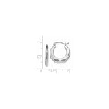 14k White Gold Hoop Earrings, Modern Faceted Geometric Design, Lightweight Minimalist Style