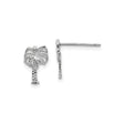 14k White Gold Palm Tree Stud Earrings, Tropical Coastal Summer Beach Style for Women