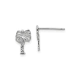 14k White Gold Palm Tree Stud Earrings, Tropical Coastal Summer Beach Style for Women