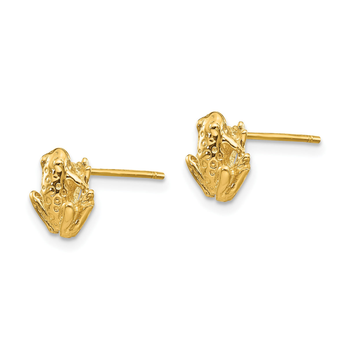14k Yellow Gold Frog Stud Earrings, Delicate Animal Design, Nature Jewelry for Women or Teens