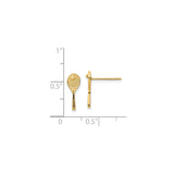 14k Yellow Gold Tennis Racket Stud Earrings, Sports Theme Dainty Jewelry for Women