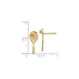 14k Yellow Gold Tennis Racket Stud Earrings with Ball Detail, Sporty Unisex Jewelry