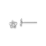 14k White Gold Flower Stud Earrings with Five Petal Floral Design for Women