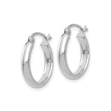 14k White Gold Hoop Earrings, Classic Polished Round Hoops with Hinged Clasp