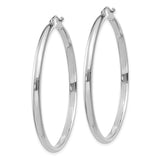 14k White Gold Hoop Earrings, Medium Size with High Polish Finish, Classic Minimalist Design