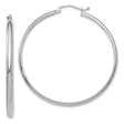 14k White Gold Hoop Earrings, Medium Size with High Polish Finish, Classic Minimalist Design