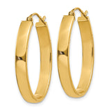 14k Yellow Gold Oval Hoop Earrings, Polished Shiny Finish, Minimalist Classic Design