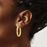 14k Yellow Gold Oval Hoop Earrings, Polished Shiny Finish, Minimalist Classic Design