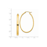14k Yellow Gold Oval Hoop Earrings, High-Polish Finish, Lightweight Minimalist Design for Women