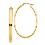 14k Yellow Gold Oval Hoop Earrings, High-Polish Finish, Lightweight Minimalist Design for Women