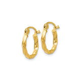 14k Yellow Gold Twisted Hoop Earrings, Polished Rope Style Hoops for Women