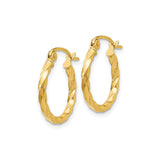 14k Yellow Gold Twisted Hoop Earrings, Lightweight Polished Rope Style for Women