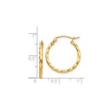 14k Yellow Gold Twisted Hoop Earrings, Classic Polished and Textured Round Design for Women