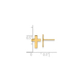 14k Yellow Gold Cross Stud Earrings, Minimalist Polished Religious Design for Women and Men