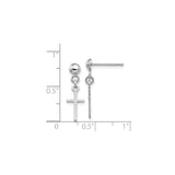 14k White Gold Cross Dangle Stud Earrings, Minimalist Christian Jewelry for Women