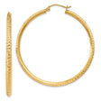 14k Yellow Gold Hoop Earrings, Textured Diamond Cut Lightweight Classic Design for Women
