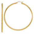 14k Yellow Gold Hoop Earrings, Diamond Cut Textured Design, Polished Finish, Lightweight Fashion Jewelry