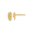 14k Yellow Gold Flip-Flop Sandal Stud Earrings, Textured Beach Theme Jewelry for Women