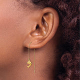 14k Yellow Gold Dolphin Threader Earrings, Lightweight Dangle Ocean-Inspired Jewelry for Women