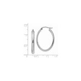 14k White Gold Oval Hoop Earrings, High Polish Finish, Lightweight Sleek Design for Women