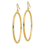 14k Yellow Gold Hoop Earrings, Large Polished Round Dangle, Minimalist Everyday Style