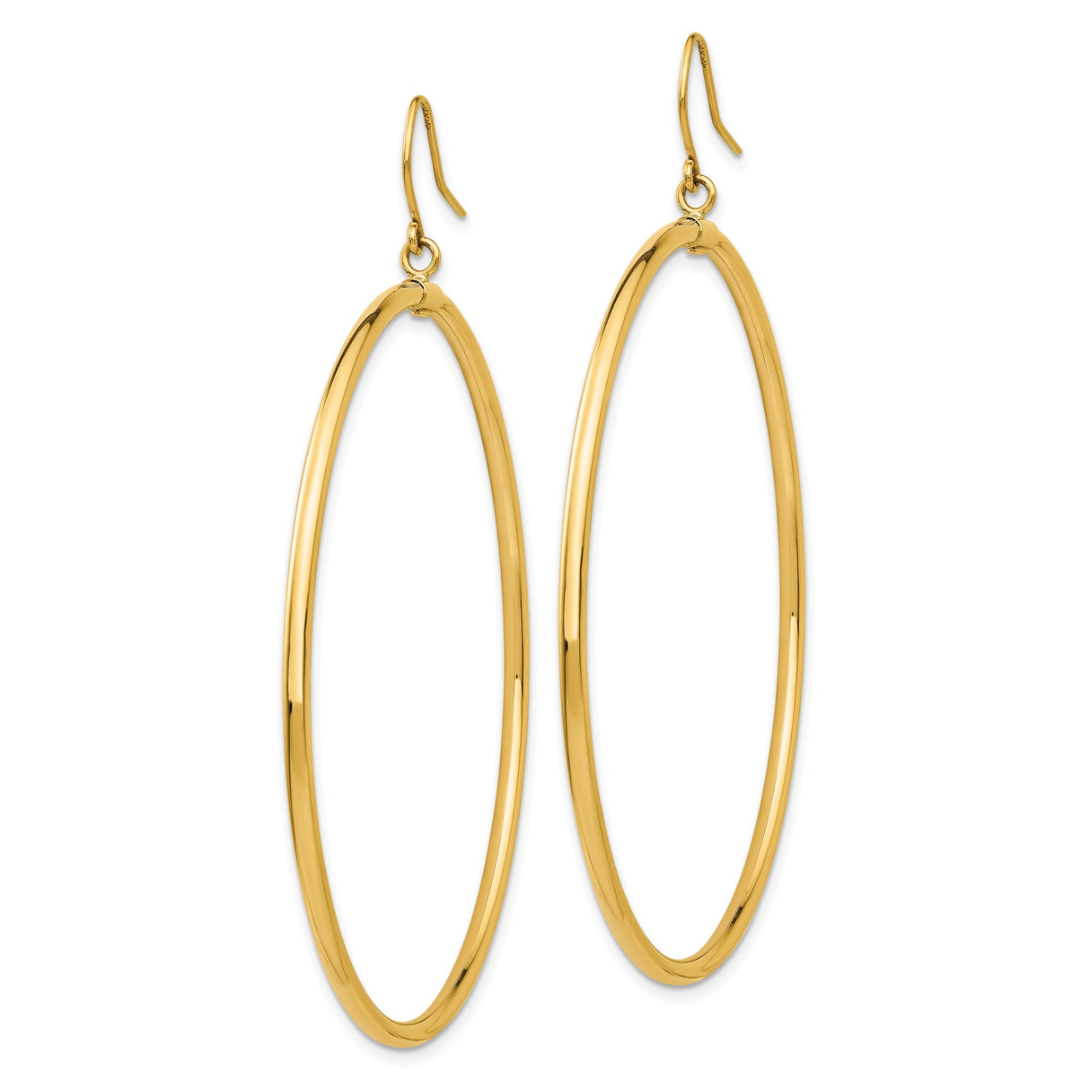 14k Yellow Gold Hoop Earrings, Large Lightweight Polished Round Hoops, Minimalist Everyday Style