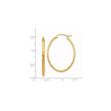 14k Yellow Gold Hoop Earrings with Diamond Cut Texture and Polished Finish, Lightweight Round Hoops