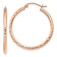 14k Rose Gold Hoop Earrings, Hammered Texture, Matte Finish, Minimalist Round Design