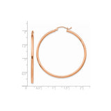 14k Rose Gold Hoop Earrings, Large Lightweight Smooth Polished Round Hoops for Women