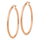 14k Rose Gold Hoop Earrings, Lightweight Thin Round Design with Polished Finish for Women